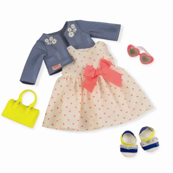 Our Generation Dukketøy Deluxe - Kjole med Hjerter