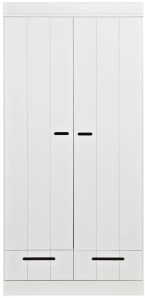 Connect, Klesskap, 2 dører og 2 skuffer, hvit, H195x53x94 cm, furu