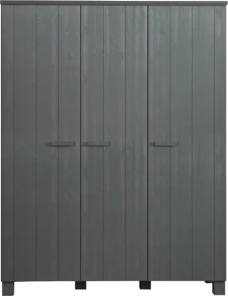 Dennis, Garderobeskap, mørkegrå, H202x55x158 cm, furu