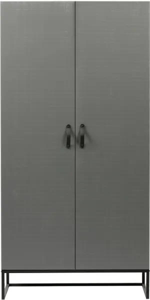 Morris, Garderobeskap, grå, H195x100x53 cm, furu