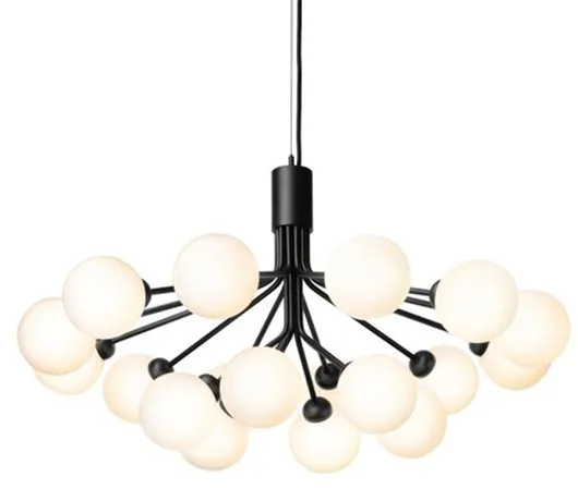 Nuura Apiales 18 Lysekrone Sort og Opalglass