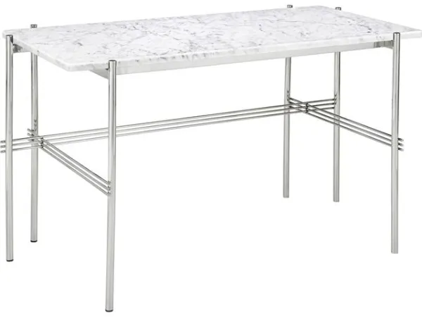GUBI TS Skrivebord 120x60 Polert Stål/White Carrara Marmor