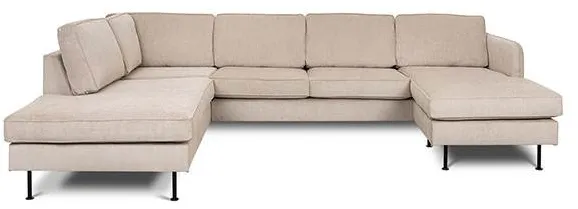 Læsø sofa m. chaiselong og open-end - 288 x 210 cm. - beige fløyel - Høyrevendt
