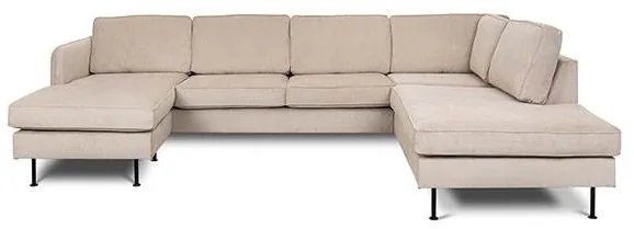 Læsø sofa m. chaiselong og open-end - 288 x 210 cm. - beige fløyel - Venstrevendt