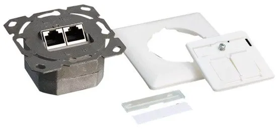 LogiLink Cat.6A vegguttak 2 x RJ45 skjermet signalhvit